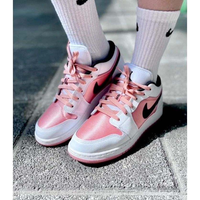 Air Jordan 1 Low GS 橘粉 粉 橘 粉橘 亮光 漸變 黑勾 DM8960-801-細節圖6