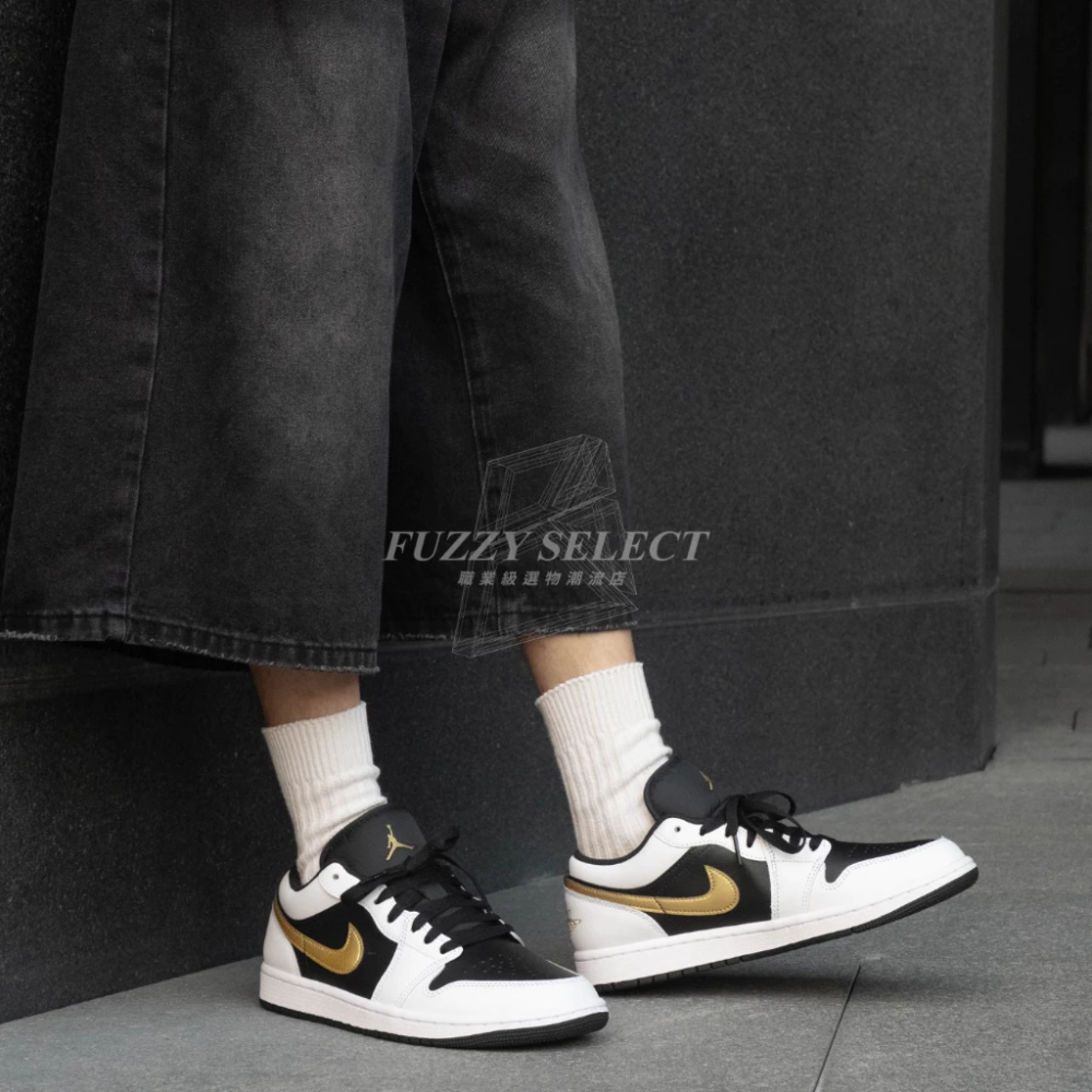 Air Jordan 1 Low 白黑金 白黑 金勾 白 黑 金 553558-172 553560-細節圖2