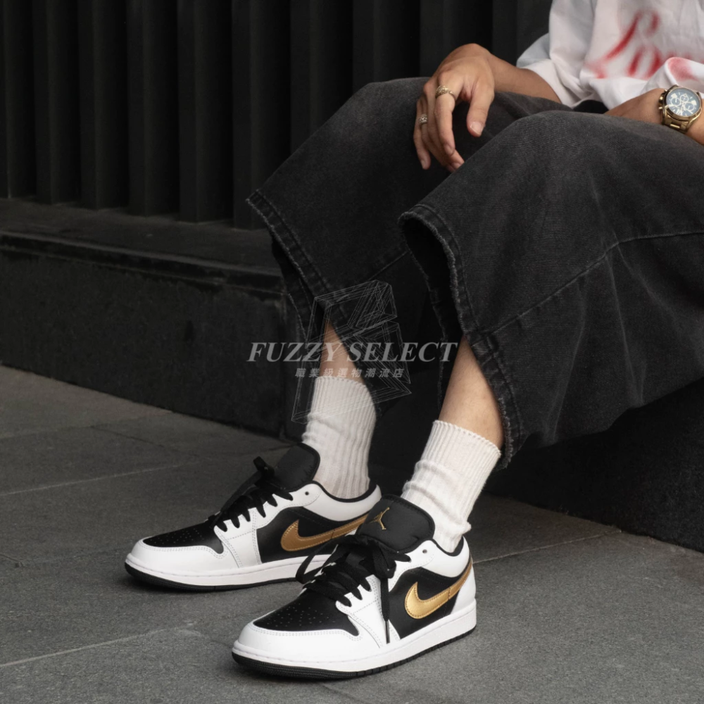 Air Jordan 1 Low 白黑金 白黑 金勾 白 黑 金 553558-172 553560-細節圖3