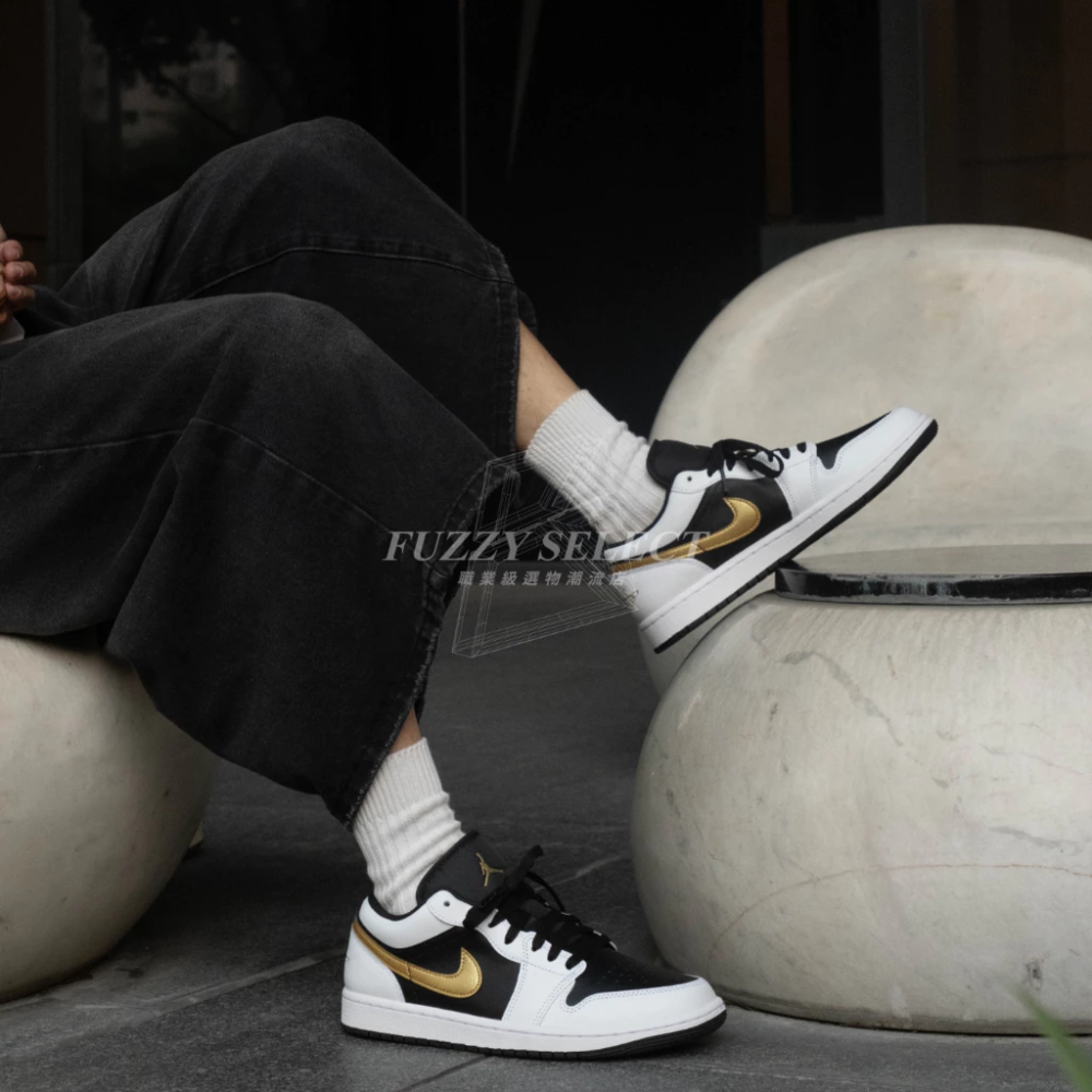 Air Jordan 1 Low 白黑金 白黑 金勾 白 黑 金 553558-172 553560-細節圖4