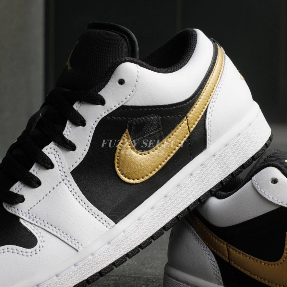 Air Jordan 1 Low 白黑金 白黑 金勾 白 黑 金 553558-172 553560-細節圖5