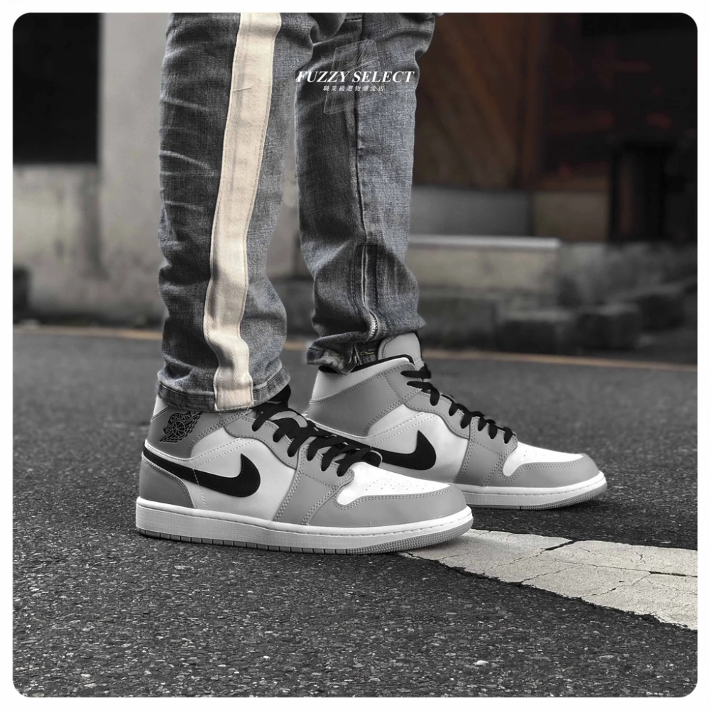 Air Jordan 1 Mid Light Smoke Grey 煙灰 黑勾 554724-092-細節圖6