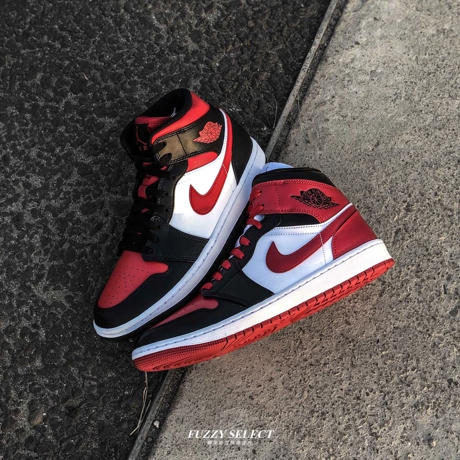 Air Jordan 1 Mid Bred Toe 黑紅 芝加哥 554724-079 BQ6472-細節圖3