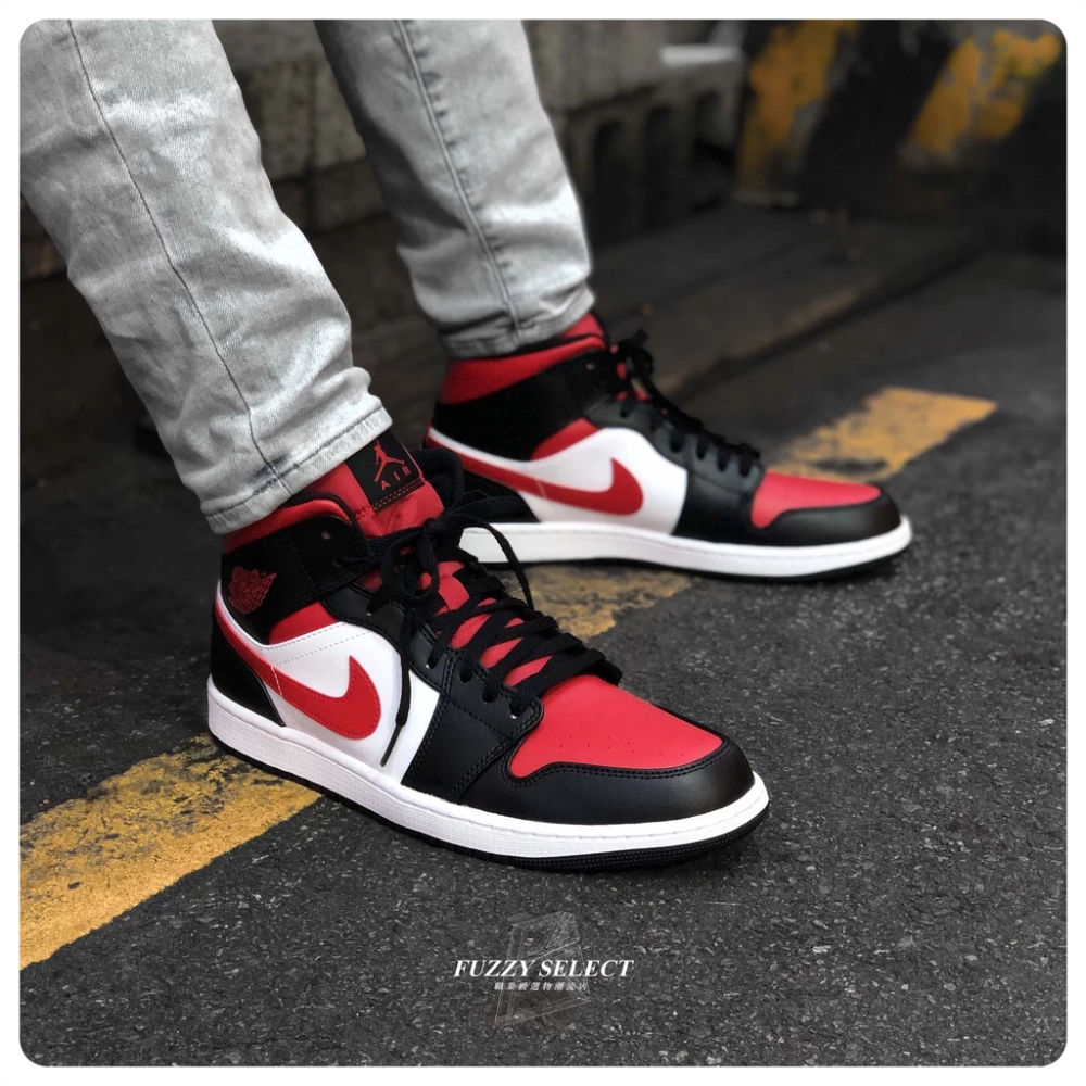 Air Jordan 1 Mid Bred Toe 黑紅 芝加哥 554724-079 BQ6472-細節圖8