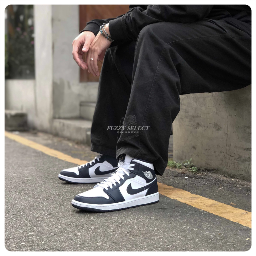 Air Jordan 1 Mid Obsidian 黑曜石 深藍 金標 554724-174-細節圖2