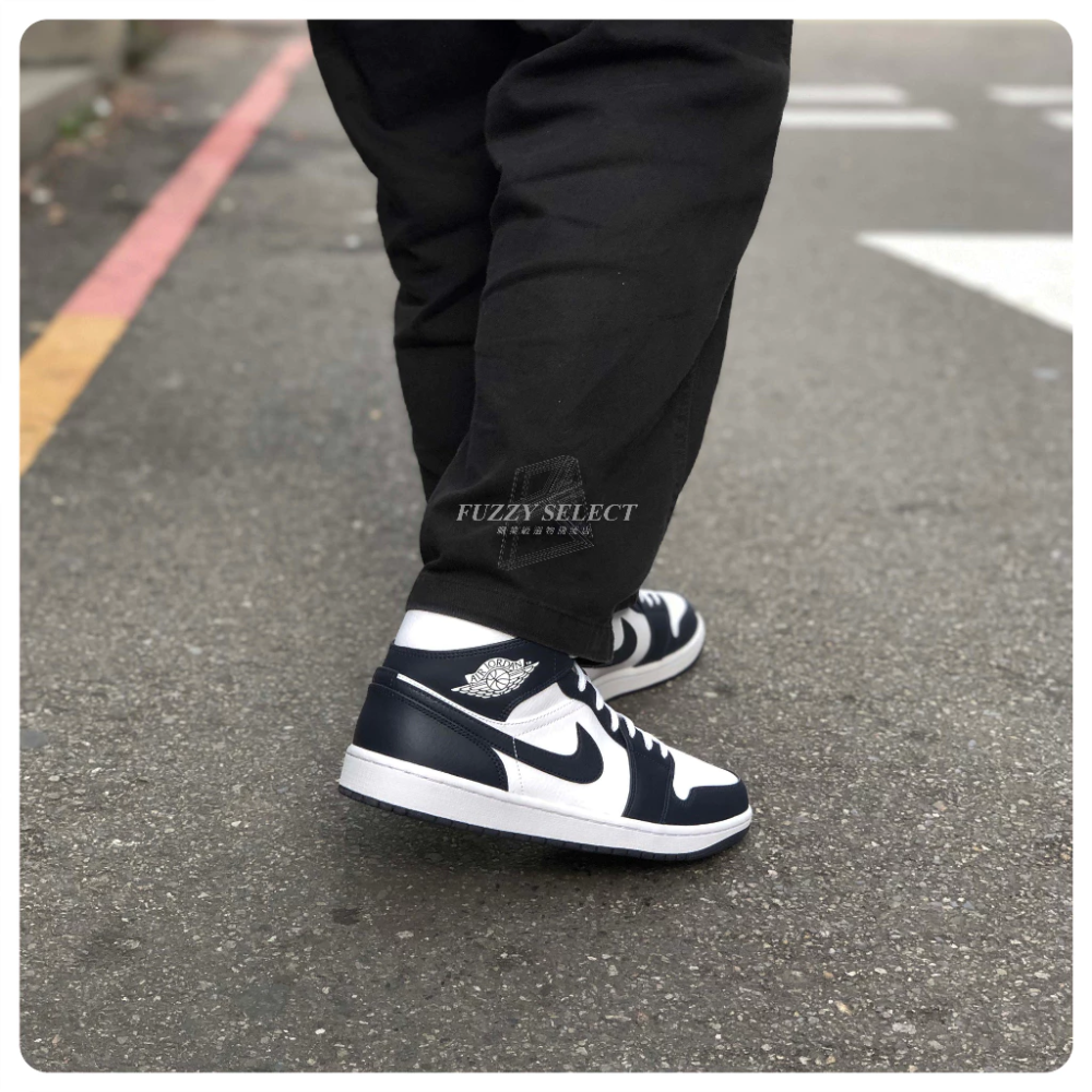 Air Jordan 1 Mid Obsidian 黑曜石 深藍 金標 554724-174-細節圖4