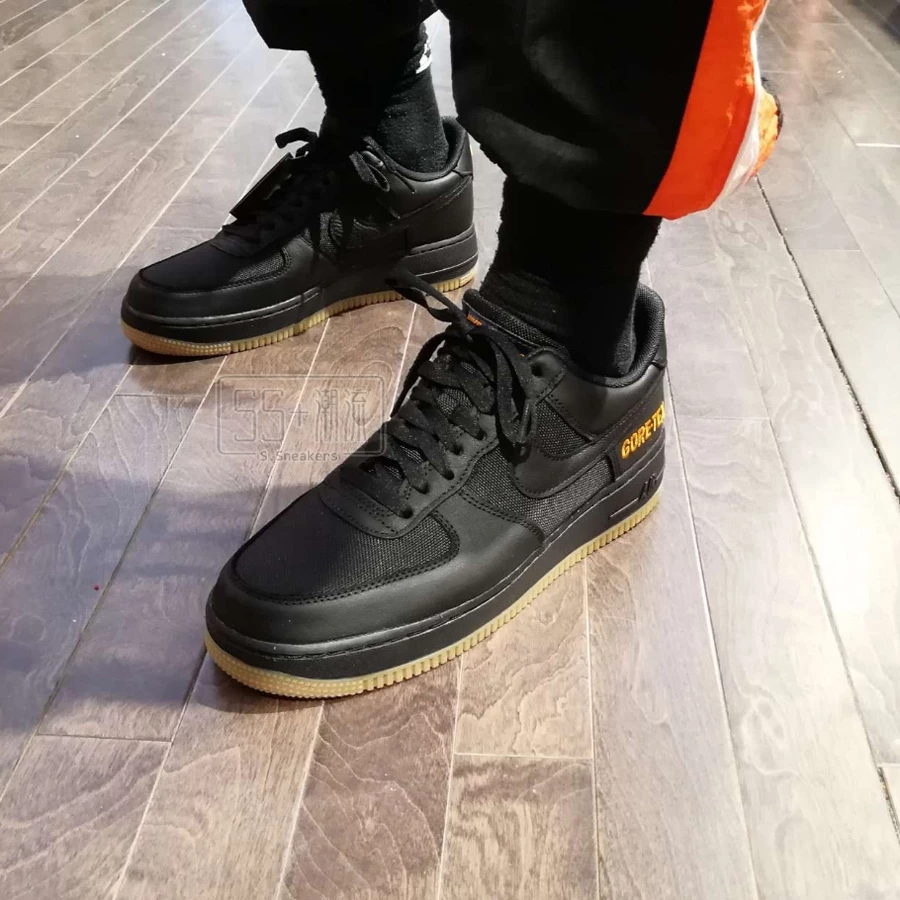 NIKE AIR FORCE 1 GORE-TEX GTX AF1 防水 黑 黑色 黑橘 休閒鞋 CK2630-001-細節圖4