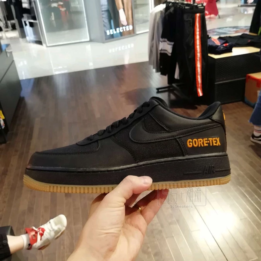 NIKE AIR FORCE 1 GORE-TEX GTX AF1 防水 黑 黑色 黑橘 休閒鞋 CK2630-001-細節圖7