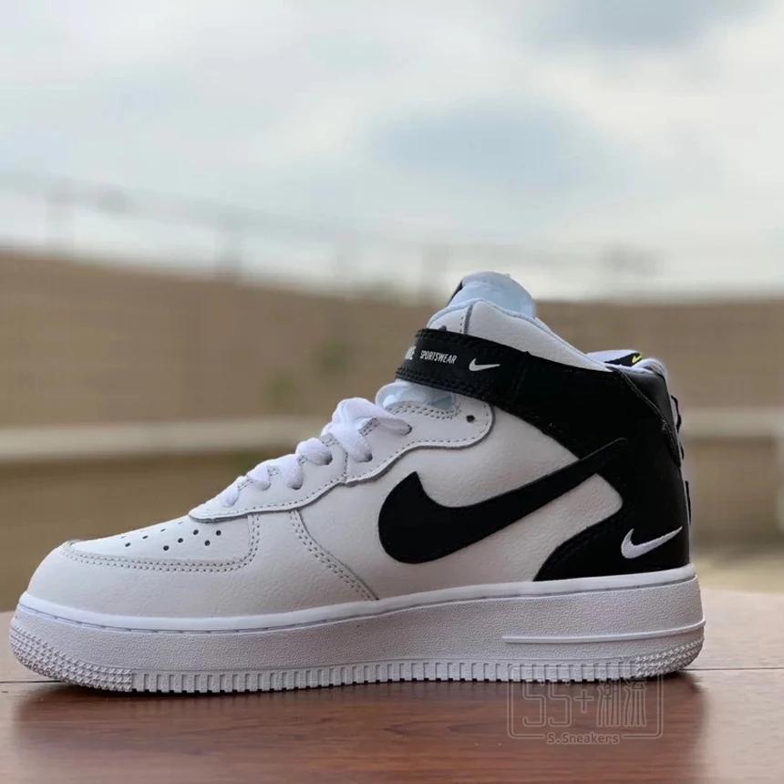 Nike Air Force 1 Mid 07 LV8 AF1 休閒鞋 黑 白 白黑 高筒 男 女 804609-103-細節圖4