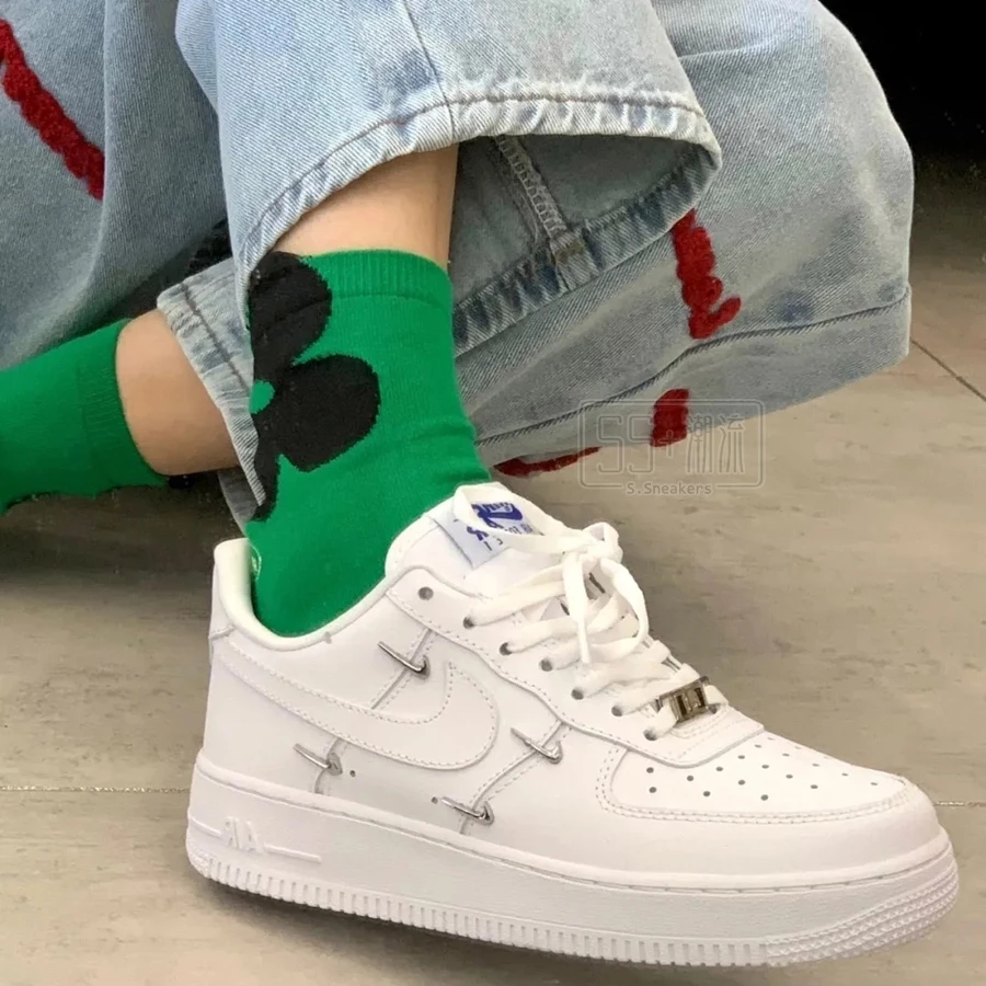Nike Air Force 1 07 LX AF1 白 全白 白藍 白銀 小勾 銀勾 四勾 泫雅 CT1990-100-細節圖8