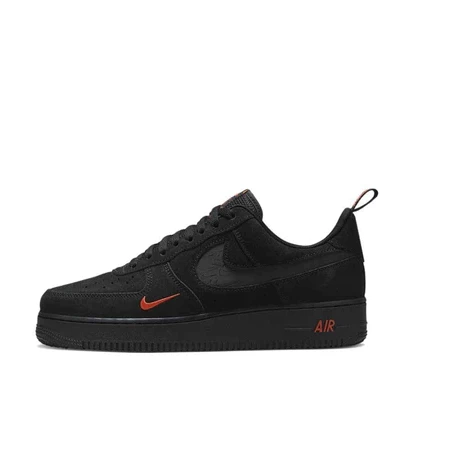 Nike Air Force 1 AF1 休閒鞋 黑 黑色 全黑 黑紅 紅勾 小紅勾 麂皮 反光 DZ4514-001-細節圖2