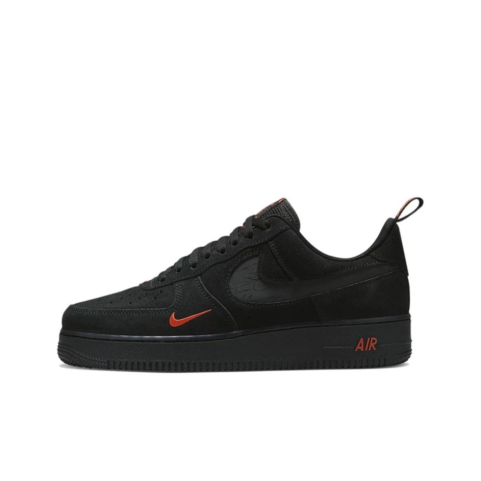 Nike Air Force 1 AF1 休閒鞋 黑 黑色 全黑 黑紅 紅勾 小紅勾 麂皮 反光 DZ4514-001-規格圖6