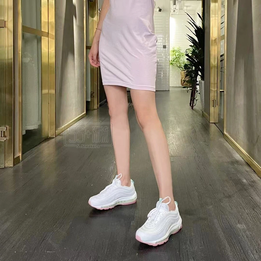 Nike Air Max 97 運動鞋 休閒鞋 氣墊鞋 白色 全白 珍珠 白粉 白綠 果凍底 女鞋 DJ1498-100-細節圖8