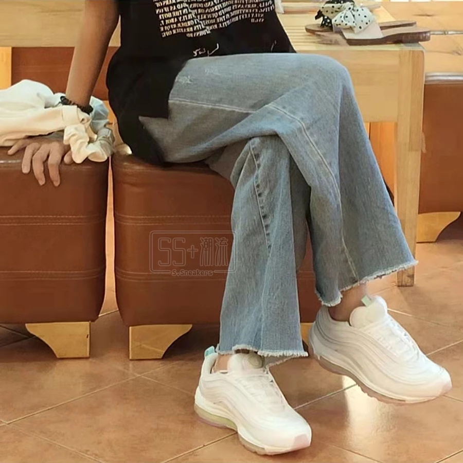 Nike Air Max 97 運動鞋 休閒鞋 氣墊鞋 白色 全白 珍珠 白粉 白綠 果凍底 女鞋 DJ1498-100-細節圖9