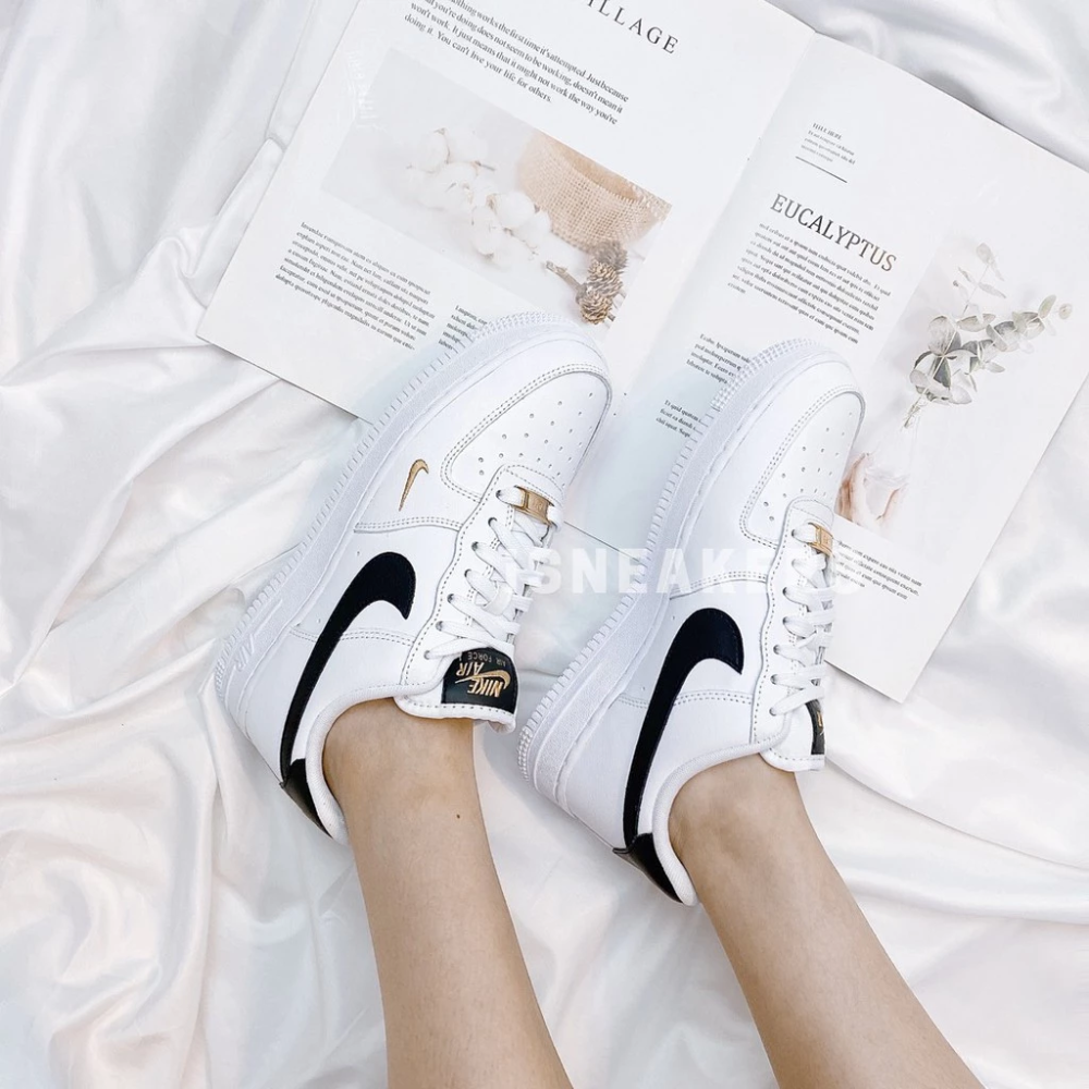 Nike Air Force 1 Low Mini Swoosh 灰綠 黑白 粉 雙勾 CZ0270-細節圖6