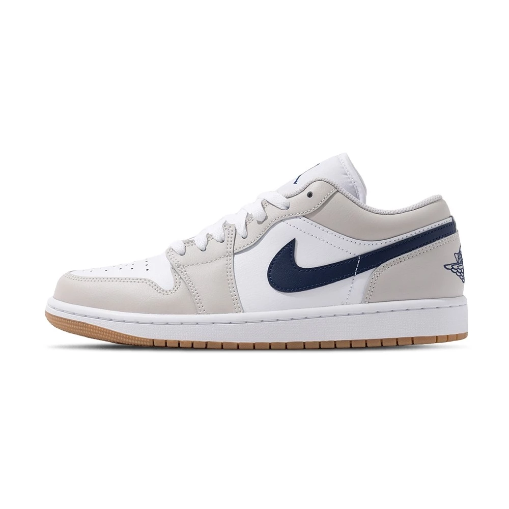 Nike Air Jordan 1 Low 男 灰藍 AJ1 低筒 喬丹 皮革 復古 膠底 休閒鞋 553558-146-細節圖2