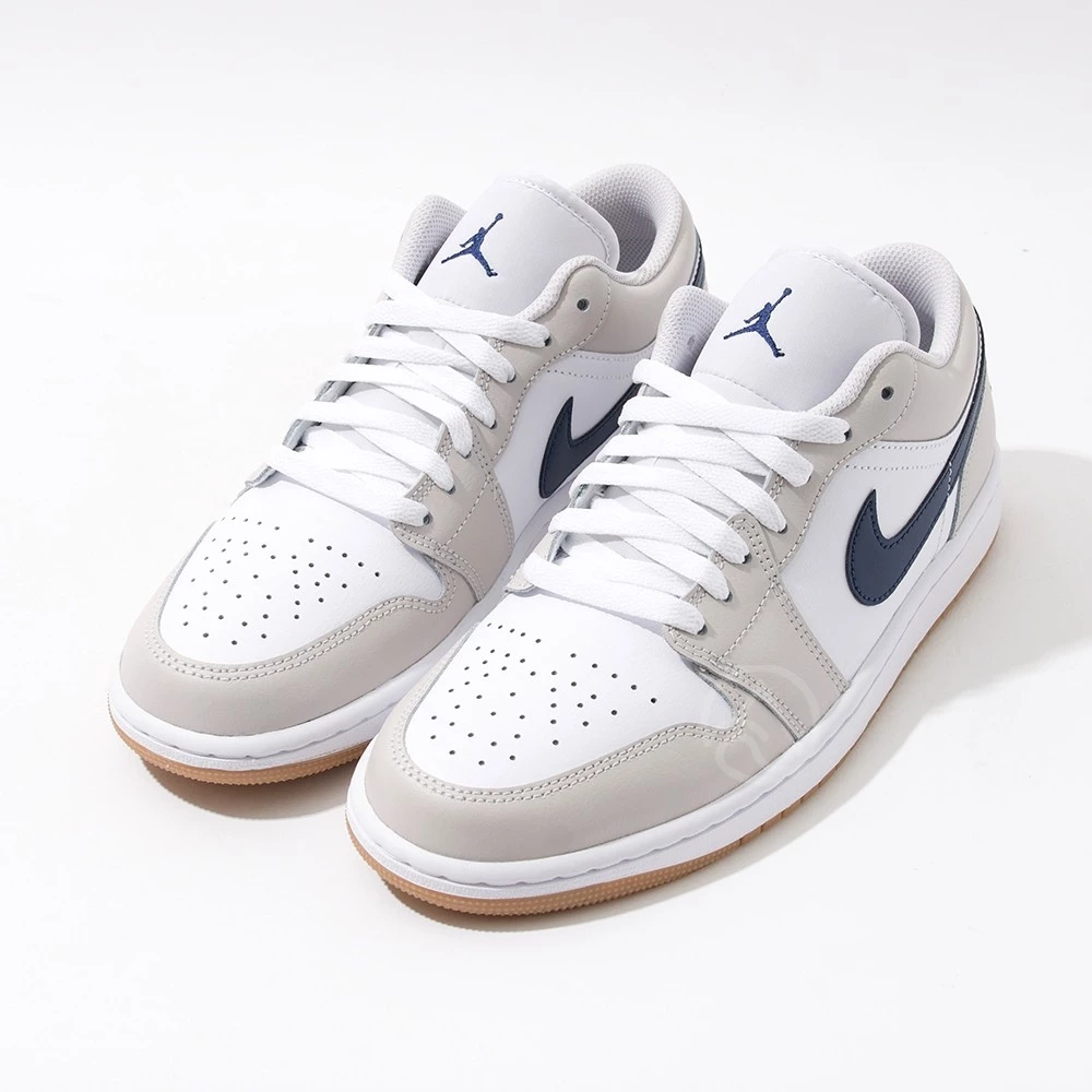 Nike Air Jordan 1 Low 男 灰藍 AJ1 低筒 喬丹 皮革 復古 膠底 休閒鞋 553558-146-細節圖3