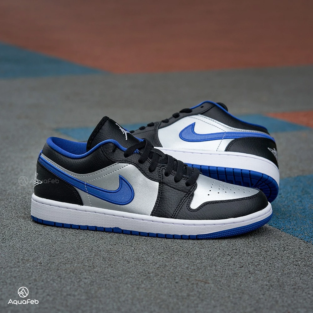 Nike Air Jordan 1 Low 男 黑白藍 緩震 低筒  運動 休閒鞋 553558-007-細節圖3