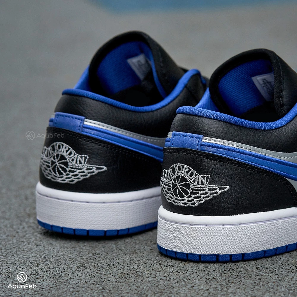 Nike Air Jordan 1 Low 男 黑白藍 緩震 低筒  運動 休閒鞋 553558-007-細節圖4