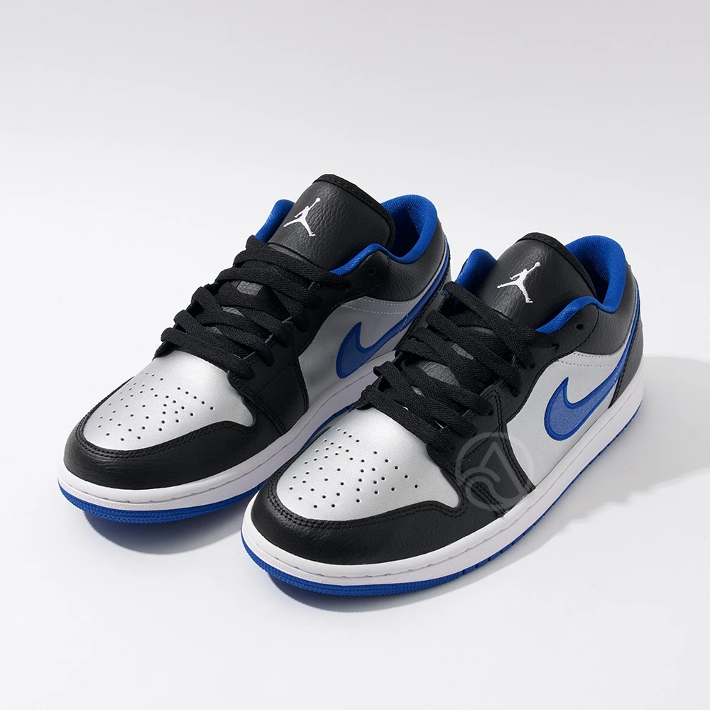 Nike Air Jordan 1 Low 男 黑白藍 緩震 低筒  運動 休閒鞋 553558-007-細節圖6
