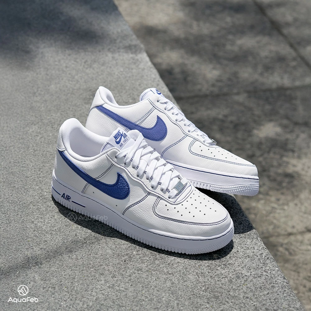 Nike Air Force 1＇07 LV8 男 藍白 皮革  休閒鞋 HQ2037-100-細節圖2