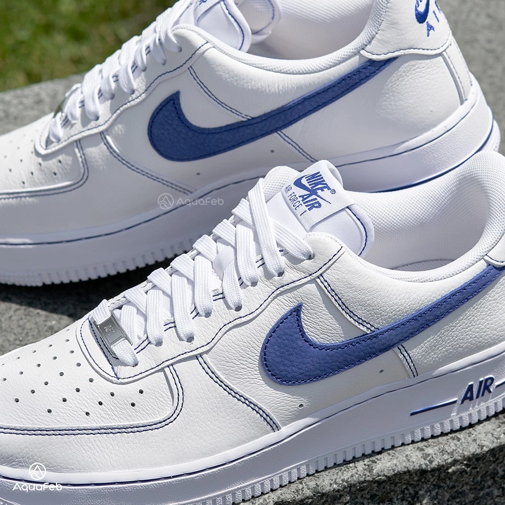 Nike Air Force 1＇07 LV8 男 藍白 皮革  休閒鞋 HQ2037-100-細節圖3