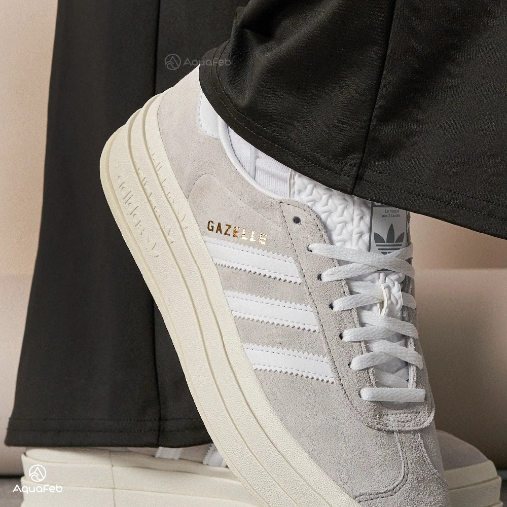 Adidas Gazelle Bold W 女 灰白色 運動 經典 復古 厚底 休閒鞋 HQ6893-細節圖3