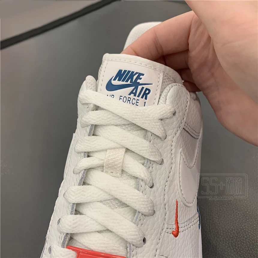 Nike Air Force 1 AF1 休閒鞋 邁阿密海豚隊 南灣 全白 刺繡 紅藍 雙勾 小勾 CT1989-101-細節圖4