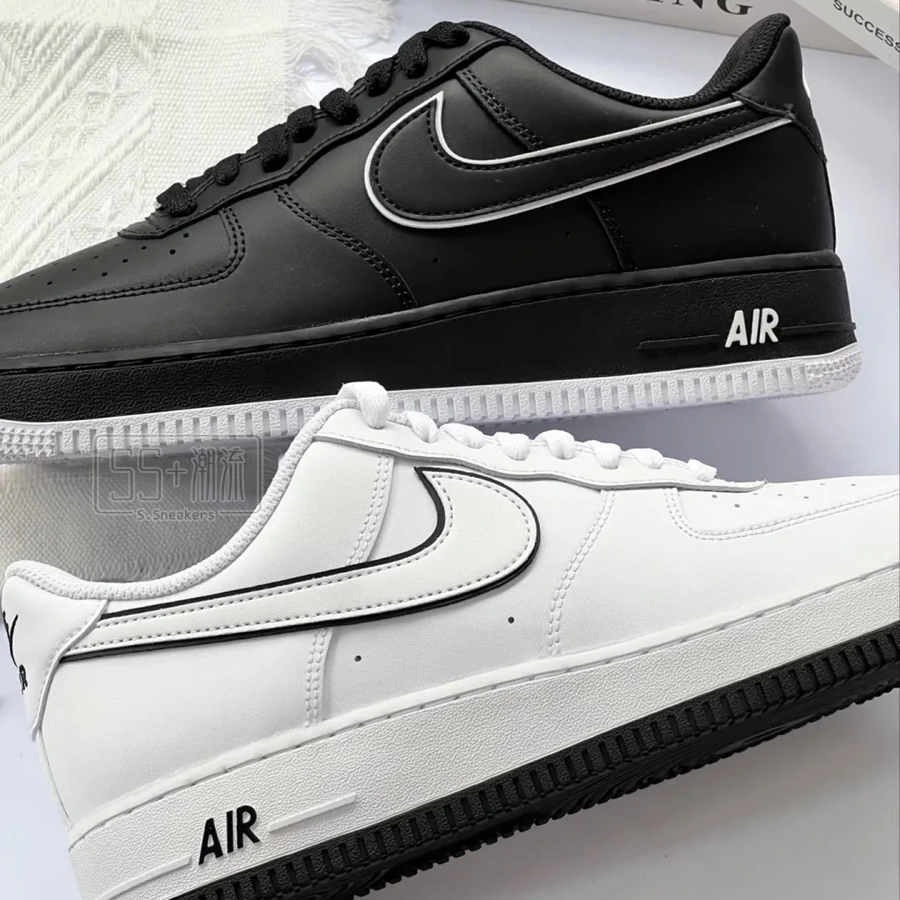 Nike Air Force 1 Low 07 AF1 黑色 黑白 白色 白黑 熊貓 滾邊 休閒鞋 DV0788-002-細節圖2