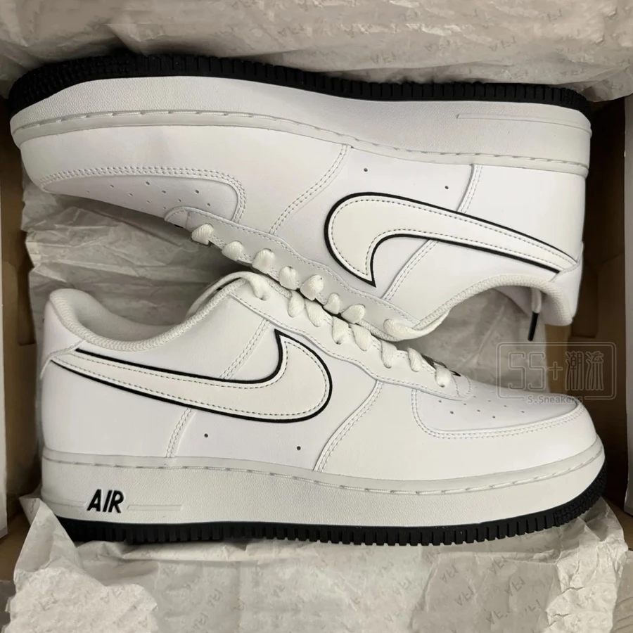 Nike Air Force 1 Low 07 AF1 黑色 黑白 白色 白黑 熊貓 滾邊 休閒鞋 DV0788-002-細節圖5