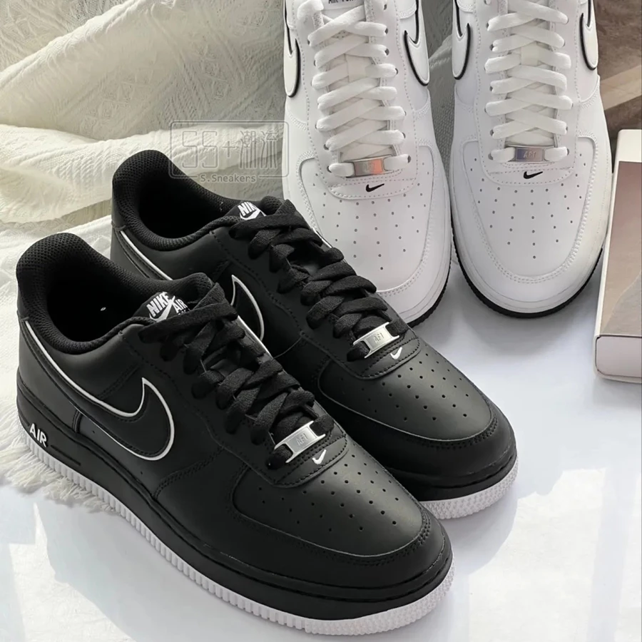 Nike Air Force 1 Low 07 AF1 黑色 黑白 白色 白黑 熊貓 滾邊 休閒鞋 DV0788-002-細節圖6