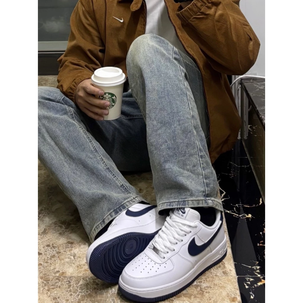 Nike Air Force 1 ＇07 運動 經典 海軍藍 白 深藍 休閒鞋 男鞋 FJ4146-104-細節圖3