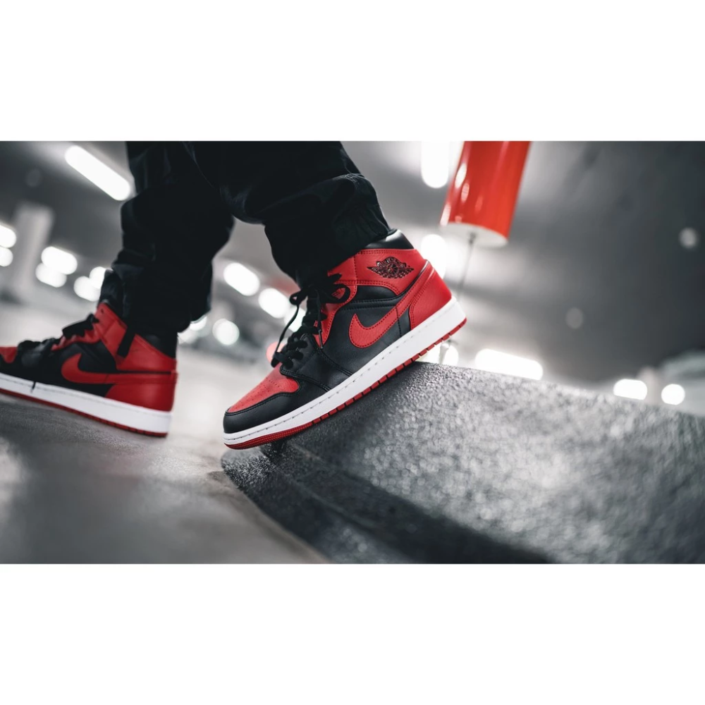 Air Jordan 1 Mid Bred 554724-074 AJ1 黑紅 禁穿 湘北配色-規格圖7