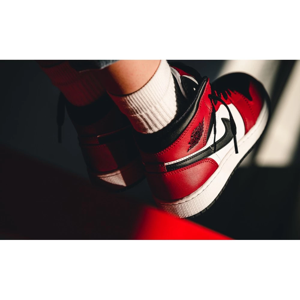 Air Jordan 1 Mid Chicago Black Toe 554724-069 男女 AJ1 芝加哥-細節圖2