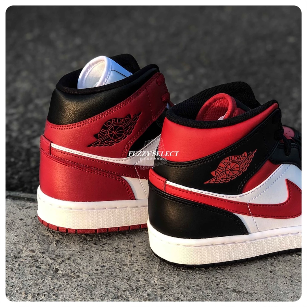 Air Jordan 1 Mid Bred Toe 黑紅 芝加哥 554724-079 BQ6472-細節圖8
