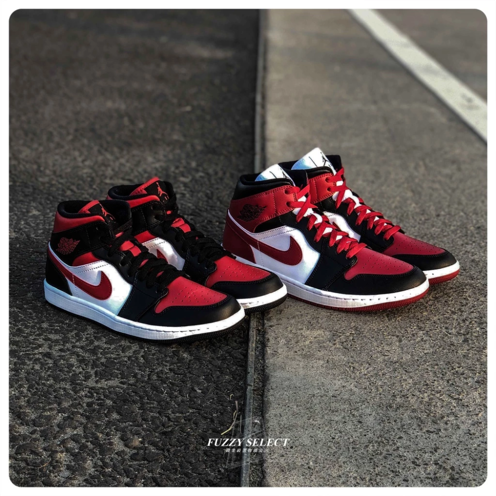 Air Jordan 1 Mid Bred Toe 黑紅 芝加哥 554724-079 BQ6472-細節圖9