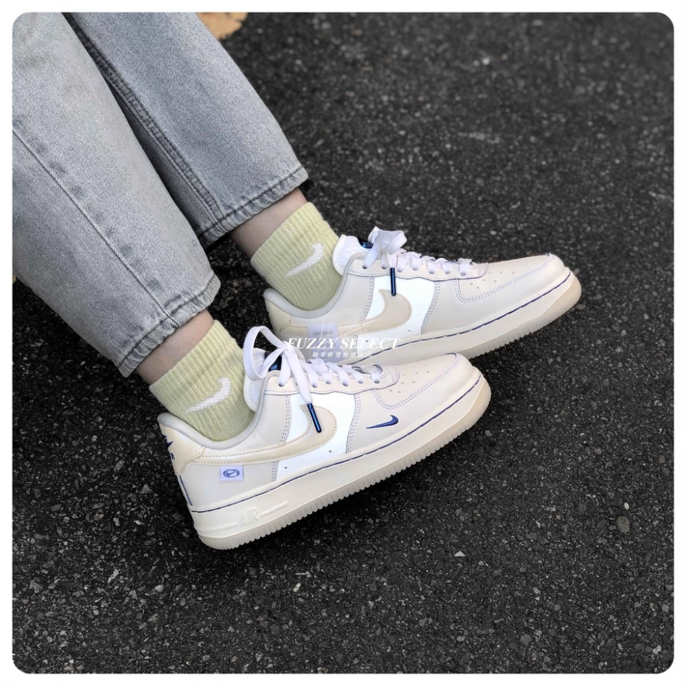 W Nike Air Force 1 Sail Blue 奶油 白藍 小勾 標籤 FB1839-111-細節圖4