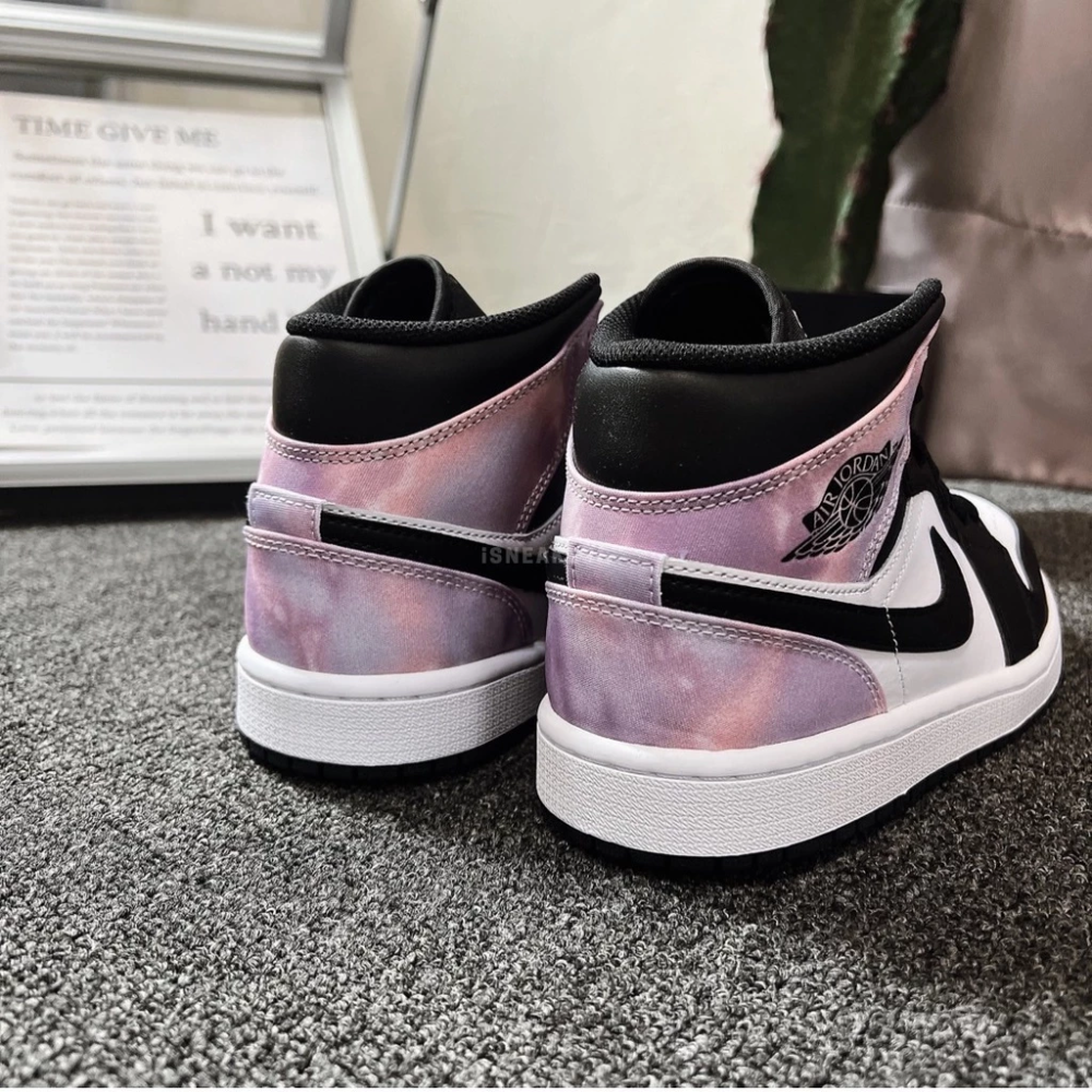 Air Jordan 1 Mid 黑白粉紫 星空渲染 DM1200-001 大童DM6216-001-細節圖5
