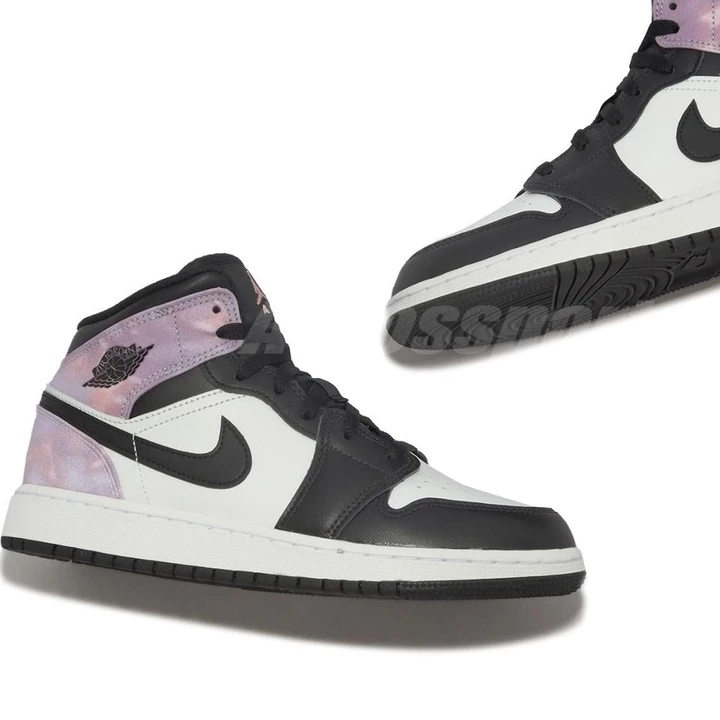 Air Jordan 1 Mid 黑白粉紫 星空渲染 DM1200-001 大童DM6216-001-細節圖8