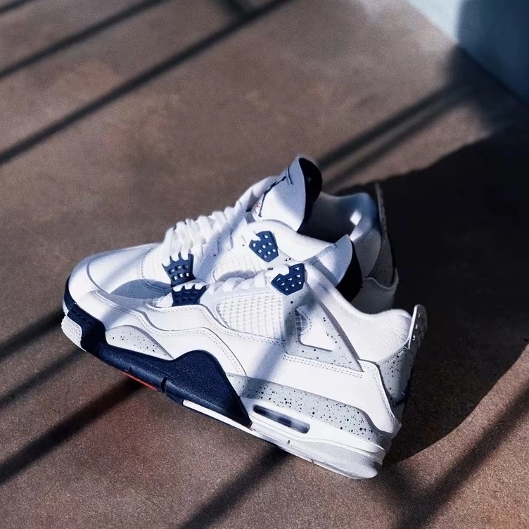 AJ4 ＂White/Navy＂ 海軍藍 男鞋 大童 DH6927-140 408452-140-細節圖3
