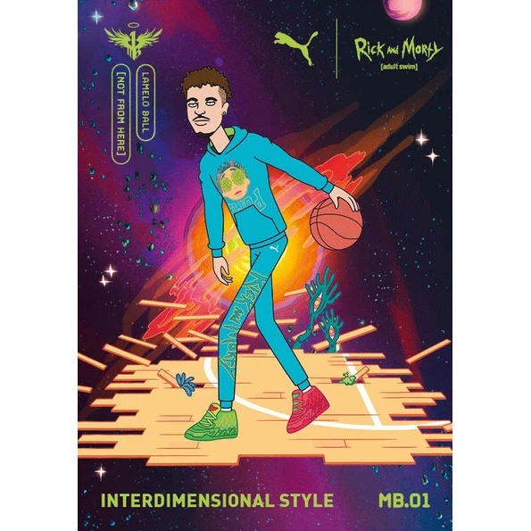 RICK&MORTY x PUMA MB.01 紅綠鴛鴦 藍球鞋 376682-01 拉梅洛鮑爾-細節圖5