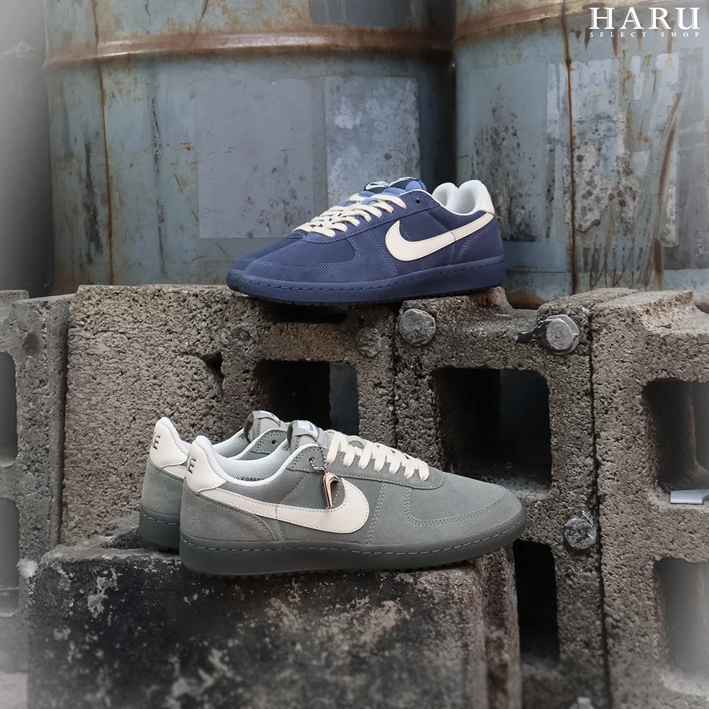 Karina Nike Field T頭鞋 灰白 深藍 麂皮 焦糖底 薄底鞋 德訓鞋 IF0666-300-400-細節圖2