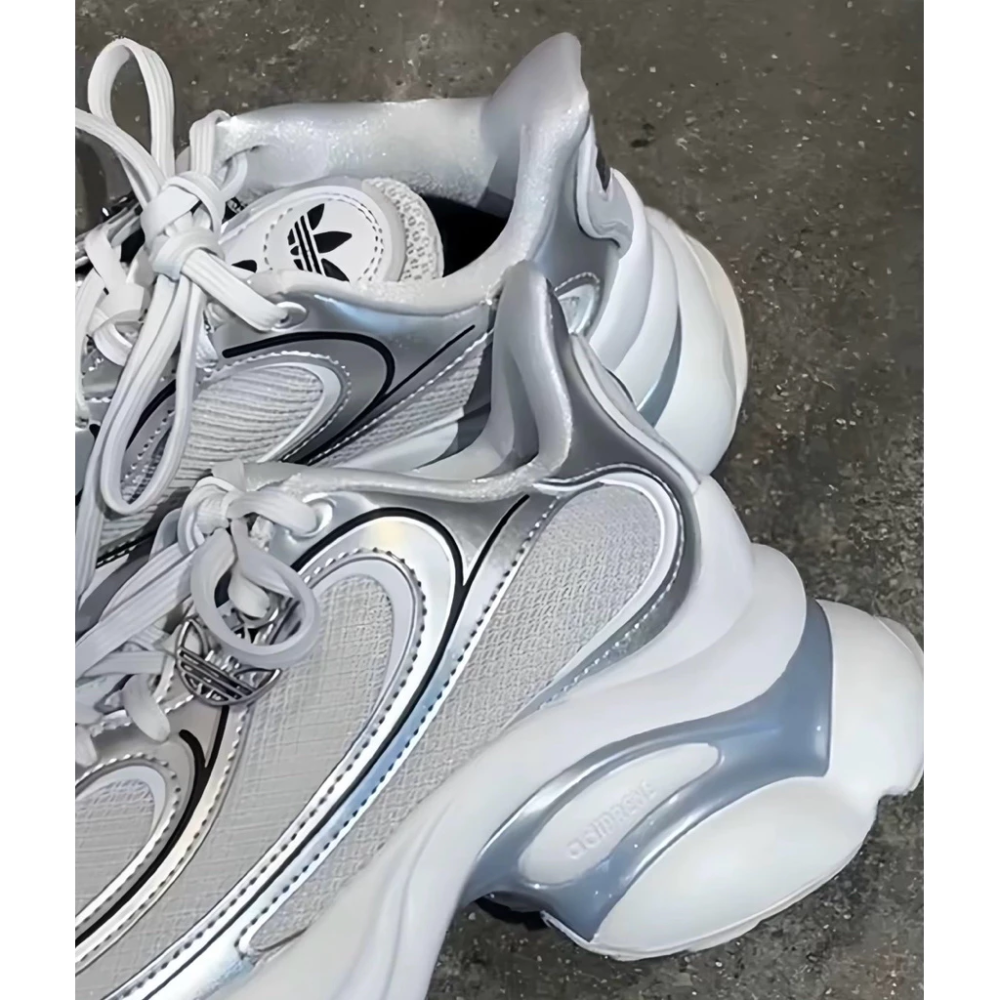 ADIDAS OZVENUZ 厚底 增高鞋 老爹鞋 巴黎世家 低筒 時尚 女款 白銀 KI0557-細節圖3