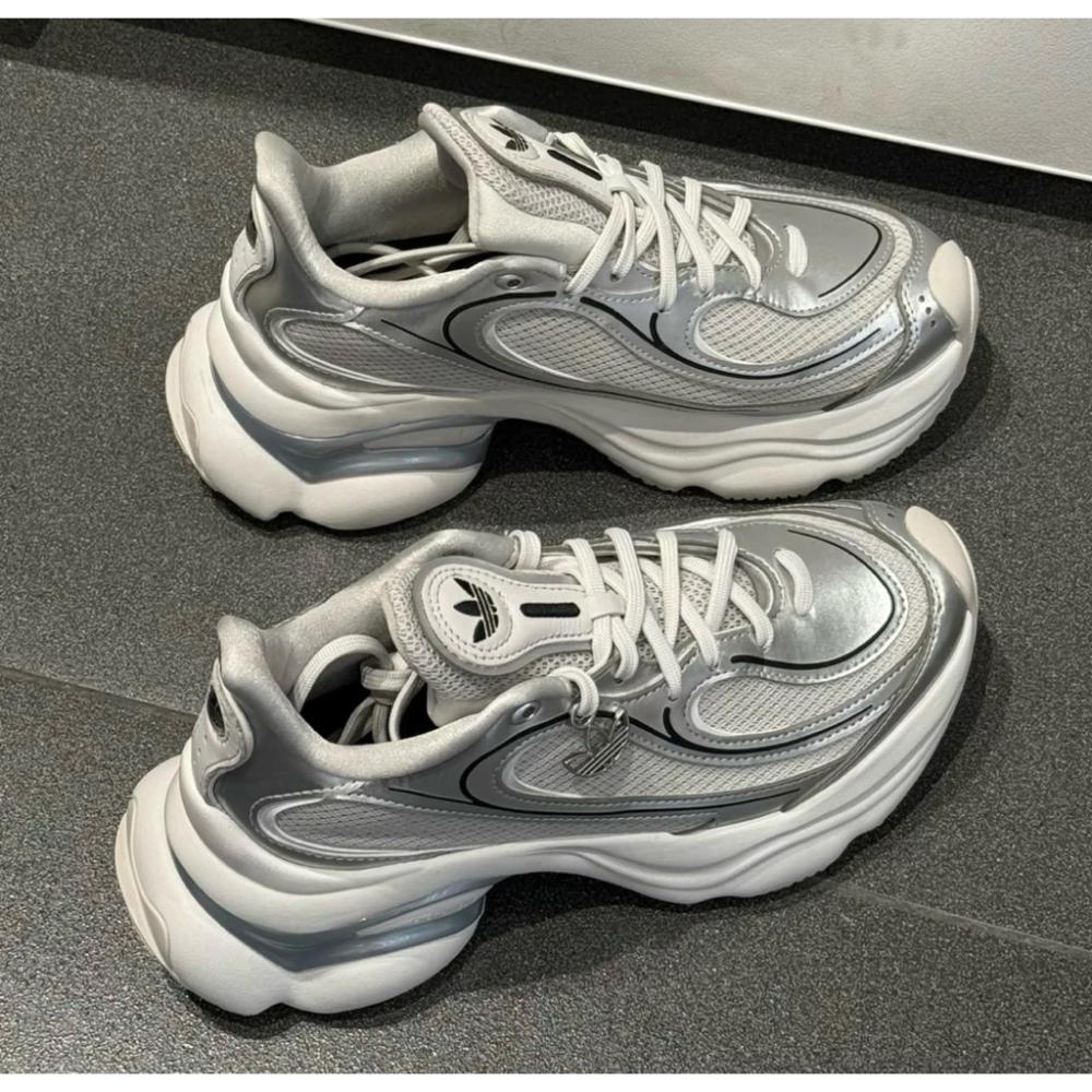 ADIDAS OZVENUZ 厚底 增高鞋 老爹鞋 巴黎世家 低筒 時尚 女款 白銀 KI0557-細節圖2