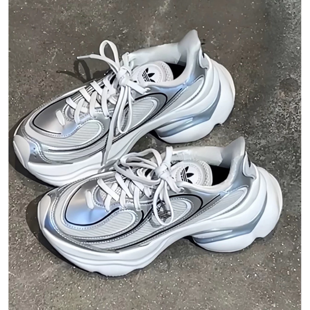 ADIDAS OZVENUZ 厚底 增高鞋 老爹鞋 巴黎世家 低筒 時尚 女款 白銀 KI0557-規格圖6