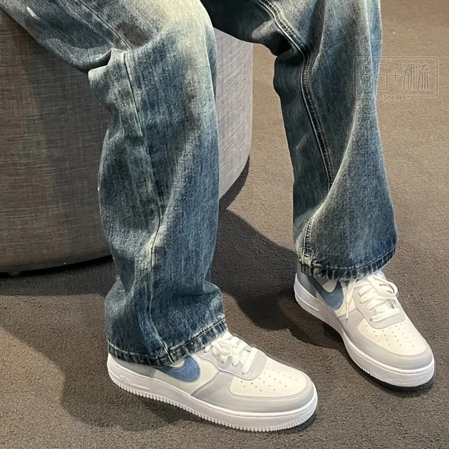 Nike Air Force 1 07 Lv8 休閒鞋 麂皮 灰 灰藍 灰白藍 深藍勾 男鞋 女鞋 HV1795-141-細節圖7
