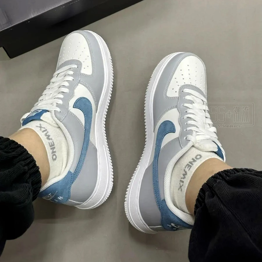 Nike Air Force 1 07 Lv8 休閒鞋 麂皮 灰 灰藍 灰白藍 深藍勾 男鞋 女鞋 HV1795-141-細節圖9