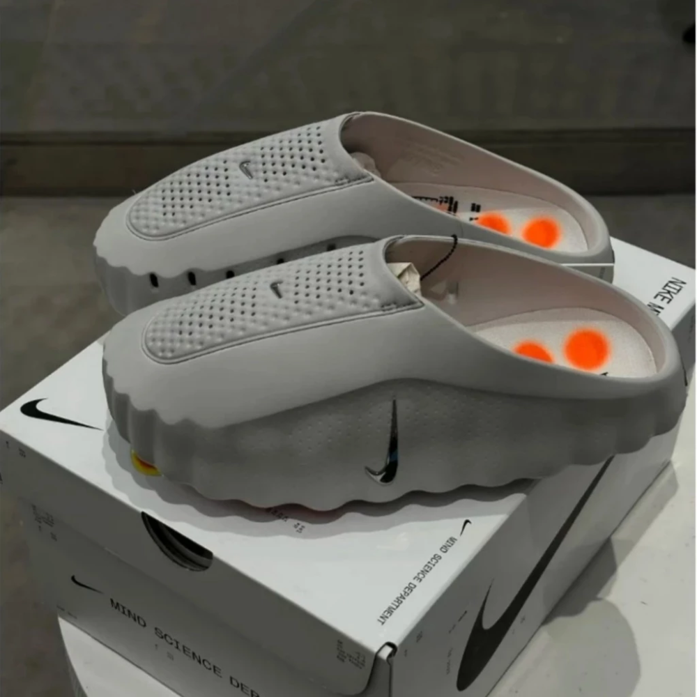 Nike Mind 001穆勒鞋 包頭 拖鞋 黑色 灰色 紅色 賽前 穆勒鞋HQ4307-001 HQ4307-003-細節圖3