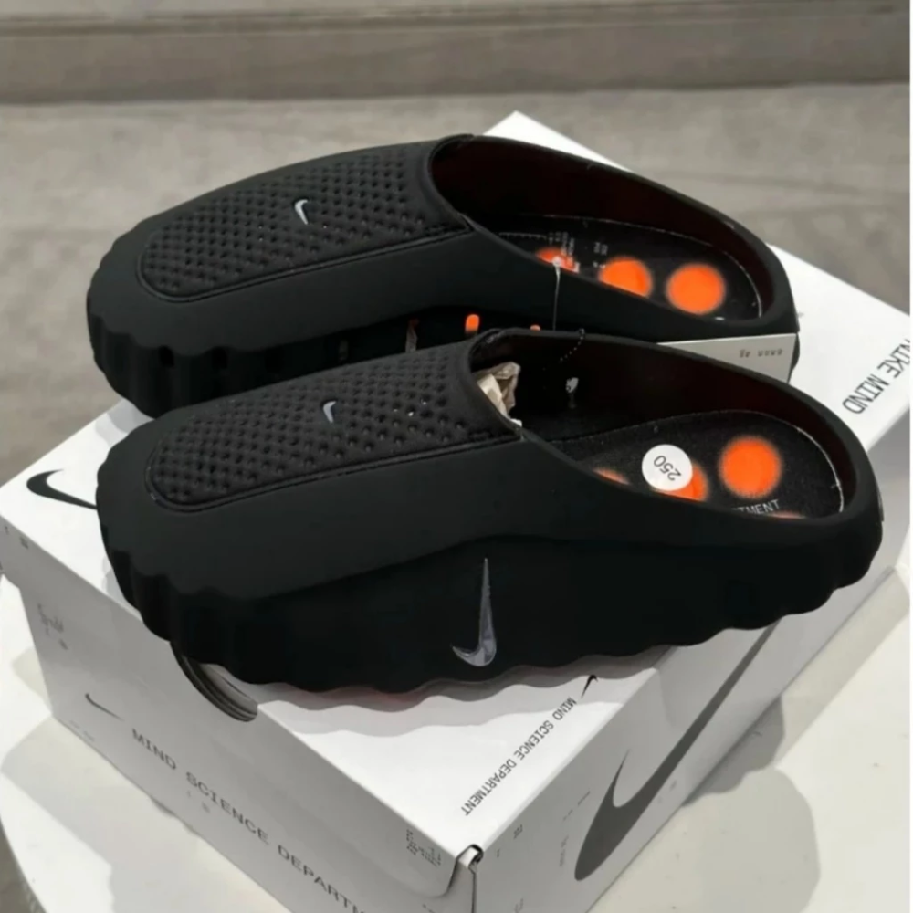 Nike Mind 001穆勒鞋 包頭 拖鞋 黑色 灰色 紅色 賽前 穆勒鞋HQ4307-001 HQ4307-003-規格圖7