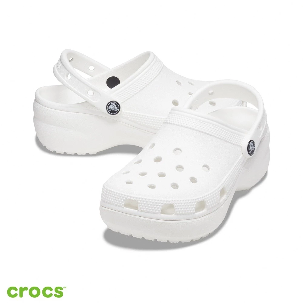 Crocs 卡駱馳 (女鞋) 厚底經典雲朵克駱格-白色-206750-100_洞洞鞋-細節圖4